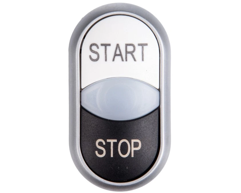 Napęd przycisku podwójny czarno/biały /START‑STOP/ z podświetleniem z samopowrotem M22‑DDL‑WS‑GB1/GB0 216708 - obrazek 1