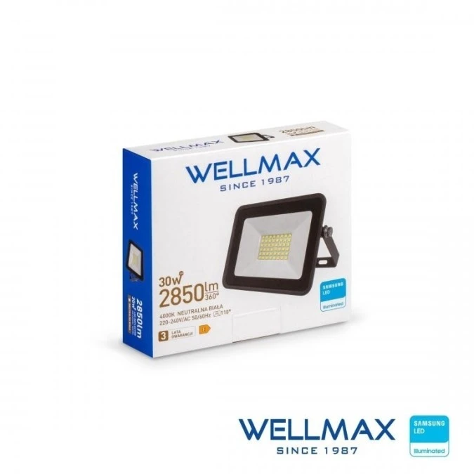 Naświetlacz LED 30W 95lm/W 2850lm IP65 Neutralna 4000K SAMSUNG / GOL1FLN030 - obrazek 1