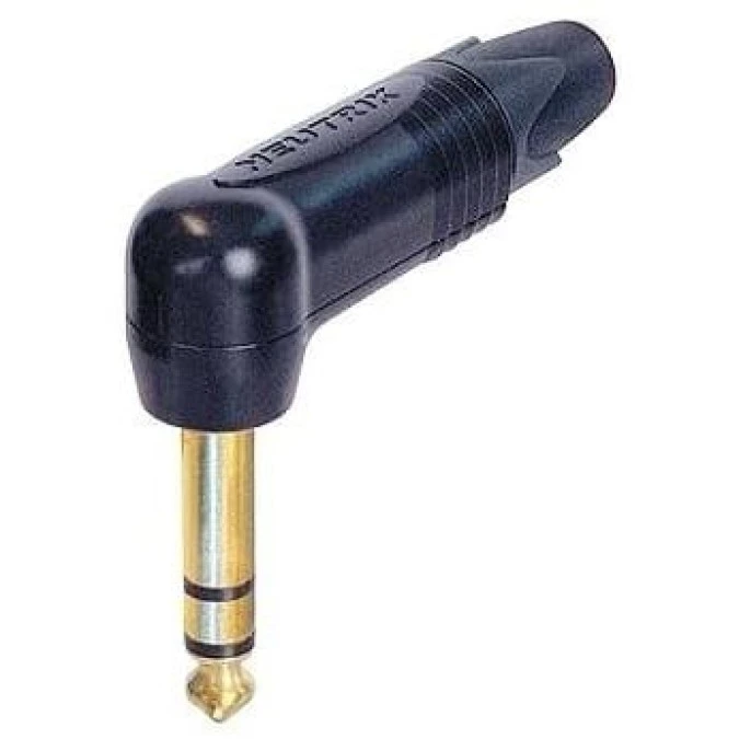 NEUTRIK Wtyk instrumentalny Jack 6,3mm Stereo na kabel do 7,0mm pozłacany czarny kątowy NP3RX‑B - obrazek 1