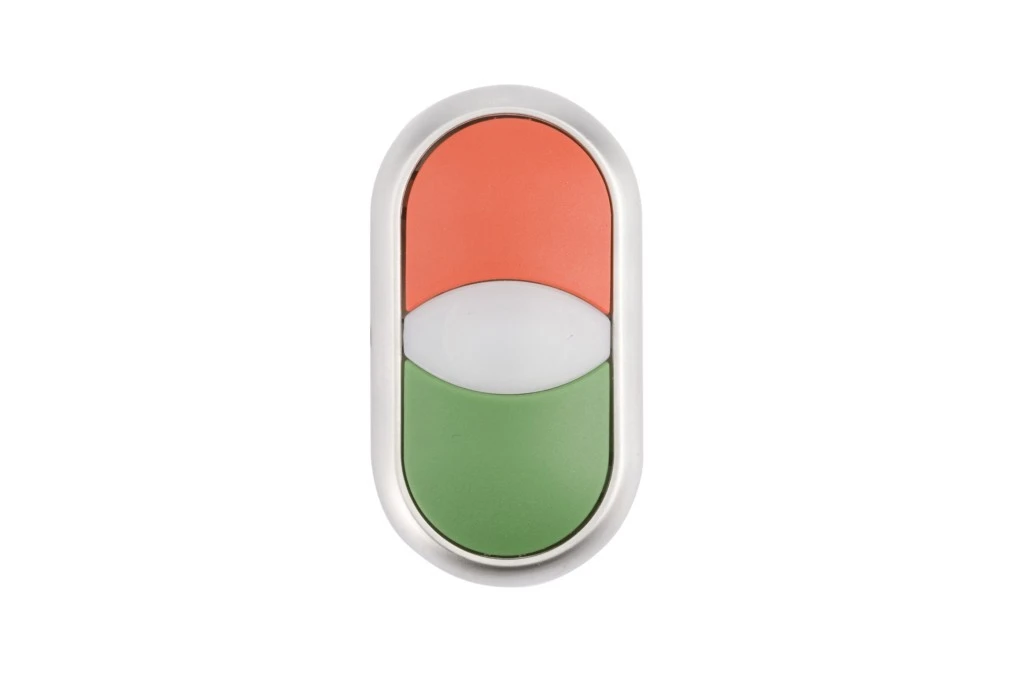 Napęd przycisku podwójny zielony/czerwony z podświetleniem z samopowrotem M22‑DDL‑GR 216698 - obrazek 1
