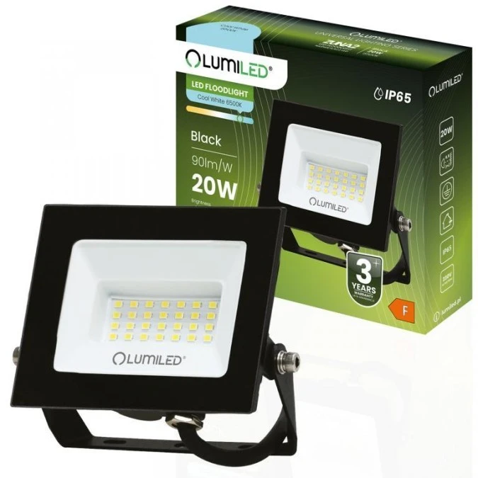 Naświetlacz LED ZUNA2 20W 1800lm 6500K IP65 Czarny LUMILED - obrazek 1