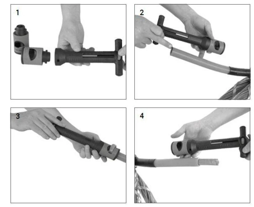 Narzędzie do zdejmowania izolacji z żył kabla SN pod końcówkę kablową AV6310 ZESTAW 25‑240mm2 : uchwyt + 9 szt nasadek + walizka - obrazek 2