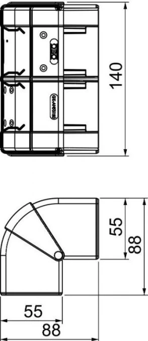 Naroże zewnętrzne ruchome RAPID 45‑2 140x88x88 GK‑AH53130LGR jasnoszare 6113232 - obrazek 2