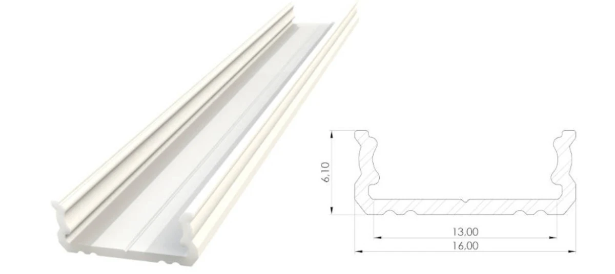 Nawierzchniowy profil LED biały lakier 6x16mm 3030mm AL12‑GLS1‑LW‑3000 GLALU - obrazek 1