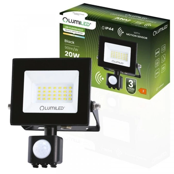 Naświetlacz LED ZUNA2 20W 1800lm 4000K IP44 Czarny Czujnik Ruchu LUMILED - obrazek 2