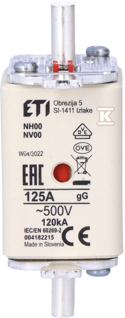 Wkładka bezpiecznikowa - NH00 gG 125A/500V - zwłoczna 004182215 - obrazek 3