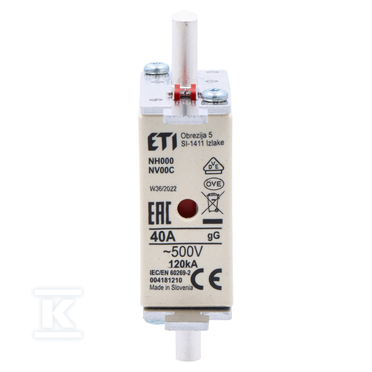 Wkładka bezpiecznikowa - NH000 gG 40A/500V - zwłoczna 004181210 - obrazek 3