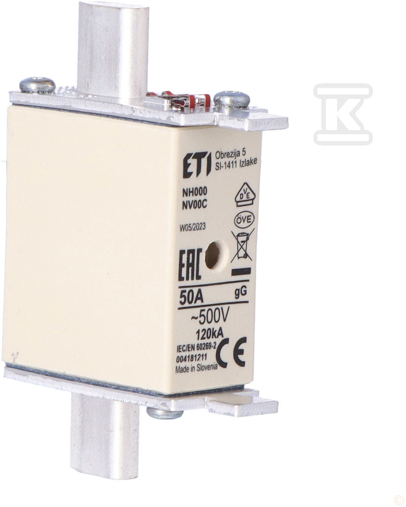 Wkładka bezpiecznikowa - NH000 gG 50A/500V - zwłoczna 004181211 - obrazek 2