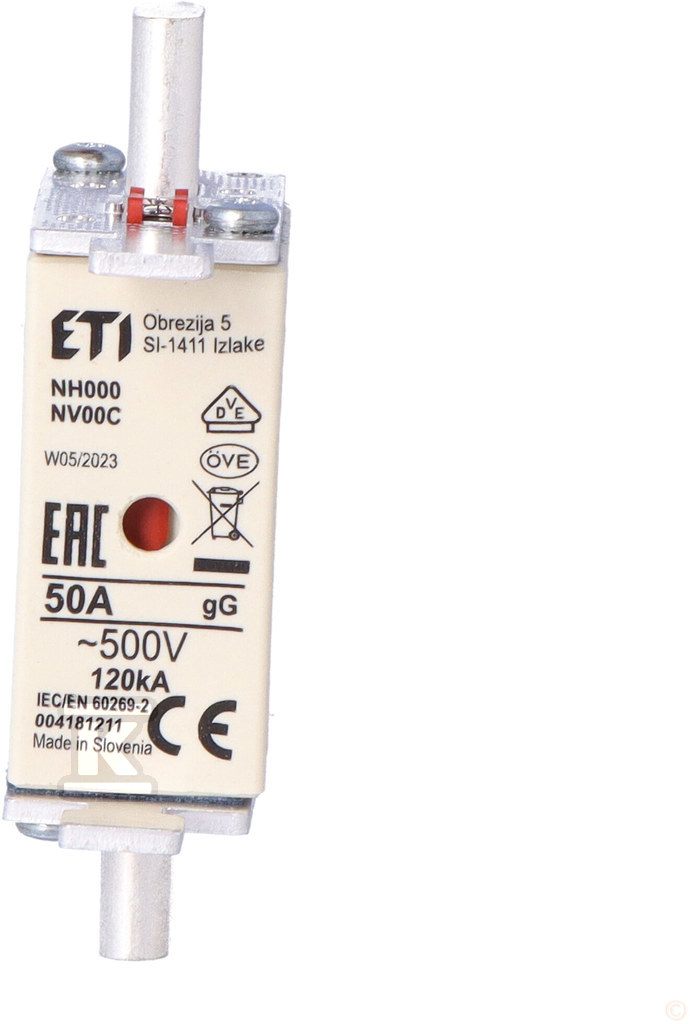 Wkładka bezpiecznikowa - NH000 gG 50A/500V - zwłoczna 004181211 - obrazek 3