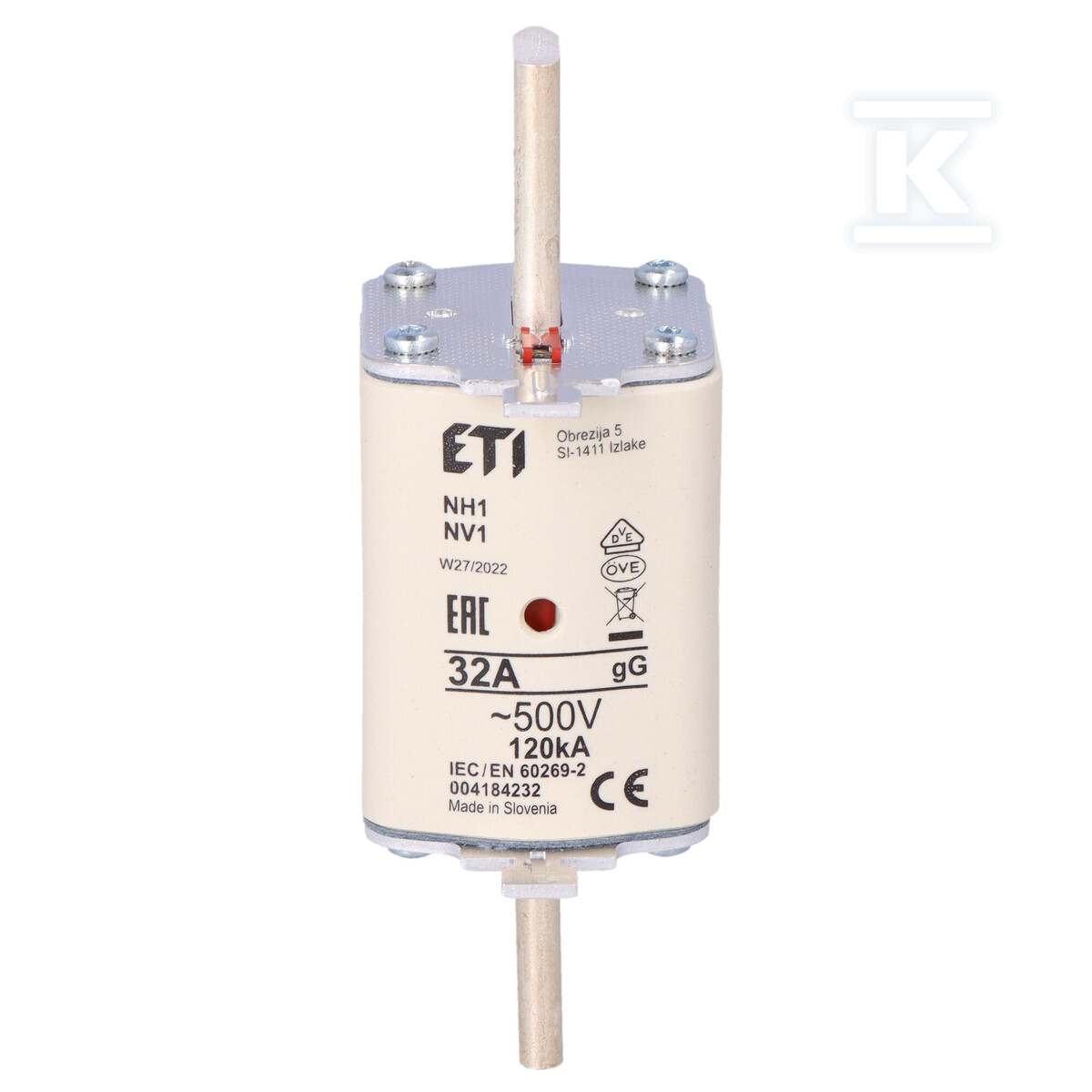 Wkładka bezpiecznikowa - NH1 gG 32A/500V - zwłoczna 004184232 - obrazek 3