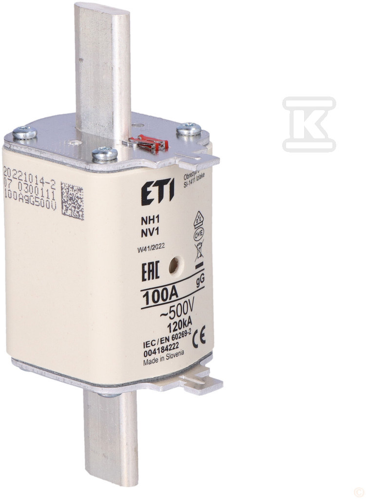 Wkładka bezpiecznikowa - NH1 gG 100A/500V - zwłoczna 004184222 - obrazek 2