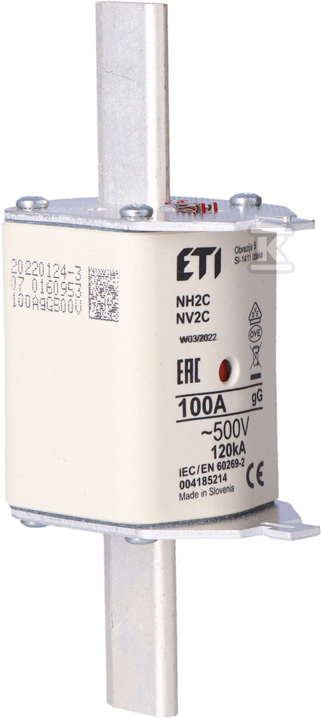 Wkładka bezpiecznikowa - NH2C gG 100A/500V - zwłoczna 004185214 - obrazek 2