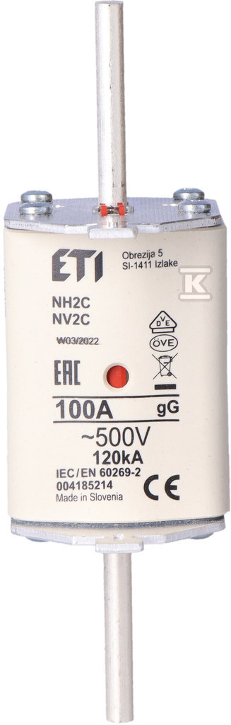 Wkładka bezpiecznikowa - NH2C gG 100A/500V - zwłoczna 004185214 - obrazek 3