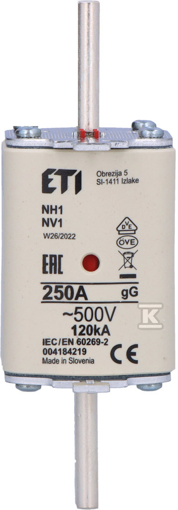 Wkładka bezpiecznikowa - NH1 gG 250A/500V - zwłoczna 004184219 - obrazek 3