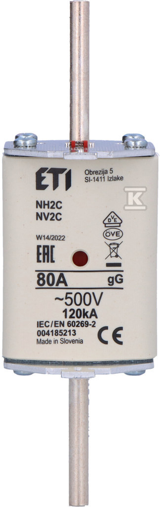 Wkładka bezpiecznikowa - NH2C gG 80A/500V - zwłoczna 004185213 - obrazek 3