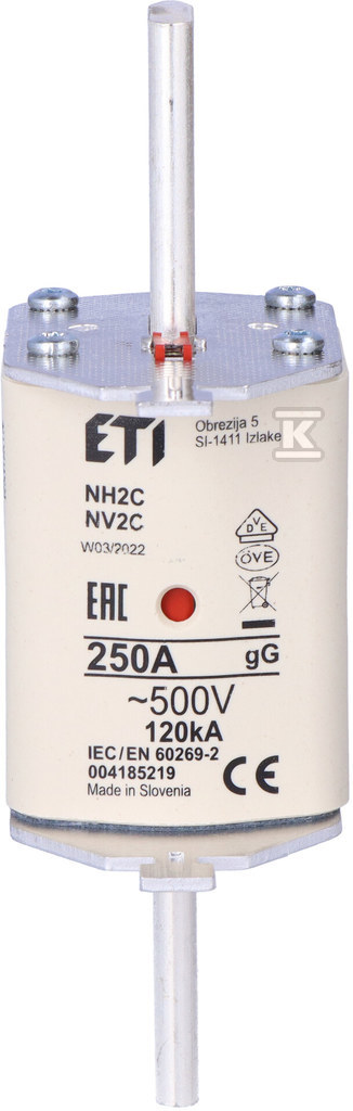 Wkładka bezpiecznikowa - NH2C gG 250A/500V - zwłoczna 004185219 - obrazek 3