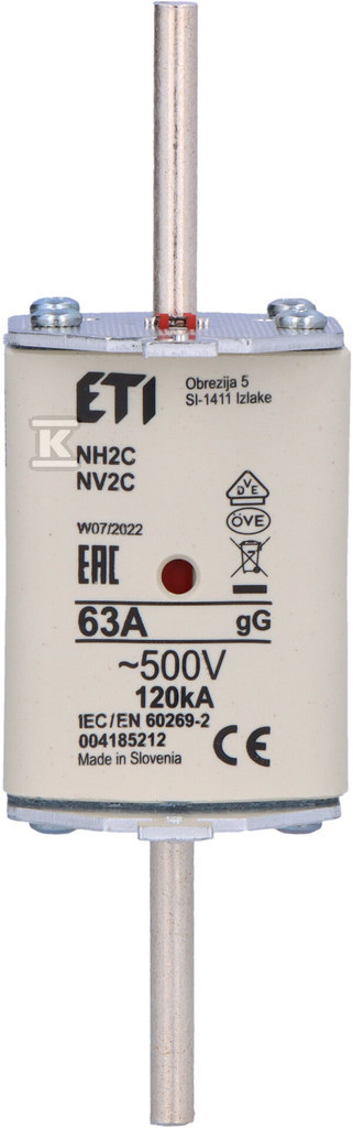 Wkładka bezpiecznikowa - NH2C gG 63A/500V - zwłoczna 004185212 - obrazek 3