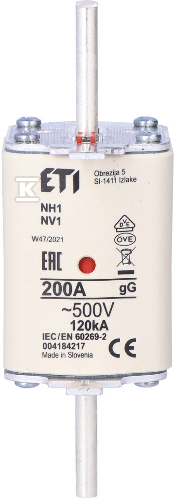Wkładka bezpiecznikowa - NH1 gG 200A/500V - zwłoczna 004184217 - obrazek 3