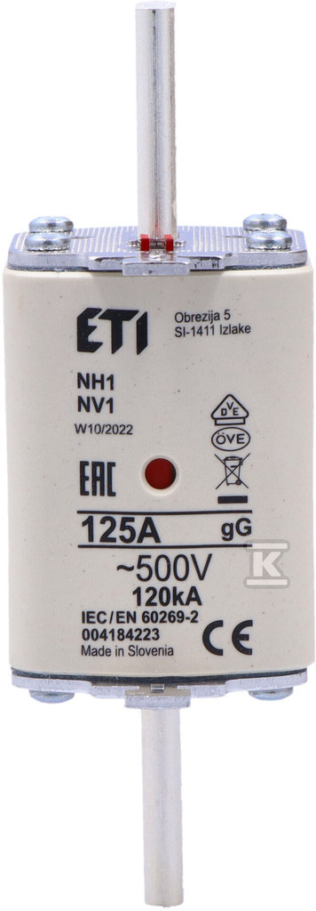 Wkładka bezpiecznikowa - NH1 gG 125A/500V - zwłoczna 004184223 - obrazek 3