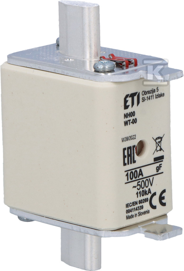 Wkładka bezpiecznikowa - NH00/WT-00 gF 100A/500V - szybka 004114339 - obrazek 2