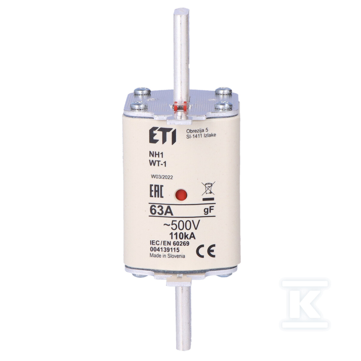 Wkładka bezpiecznikowa - NH1/WT-1 gF 63A/500V - szybka 004139115 - obrazek 3