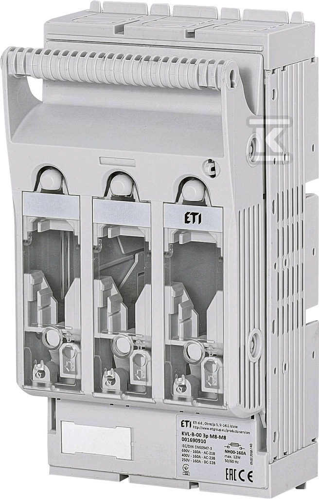 Rozłącznik bezpiecznikowy na szyny prądowe - rozstaw 60mm KVL-B-00 3P M8-M8 001690910 - obrazek 1