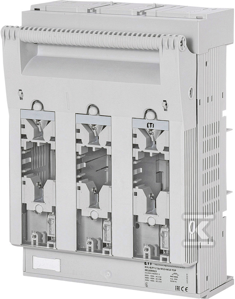 Rozłącznik bezpiecznikowy na szyny prądowe - rozstaw 60mm KVL-B/FT-2 3P M10-M10 TOP 001690923 - obrazek 1