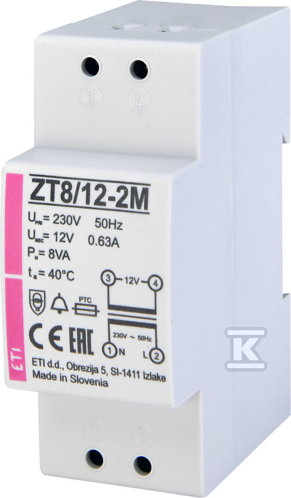 Transformator dzwonkowy 2p 230V/12V ZT 8/12-2M 002411011 - obrazek 1