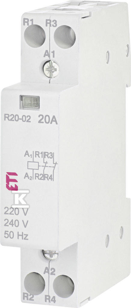 Stycznik modułowy 20A 2 styki rozwierne (1 mod. 2 bieg.) R 20-02 230V 002461230