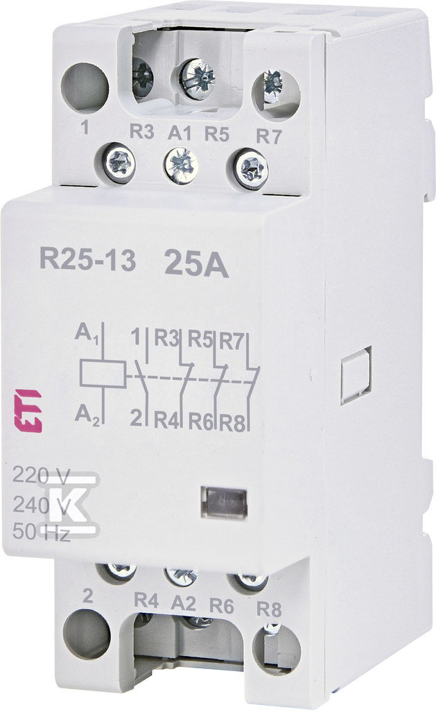 Stycznik modułowy 25A 3 styki rozwierne i 1 zwierny (2 mod. 4 bieg.) R 25-13 230V 002462330 - obrazek 1