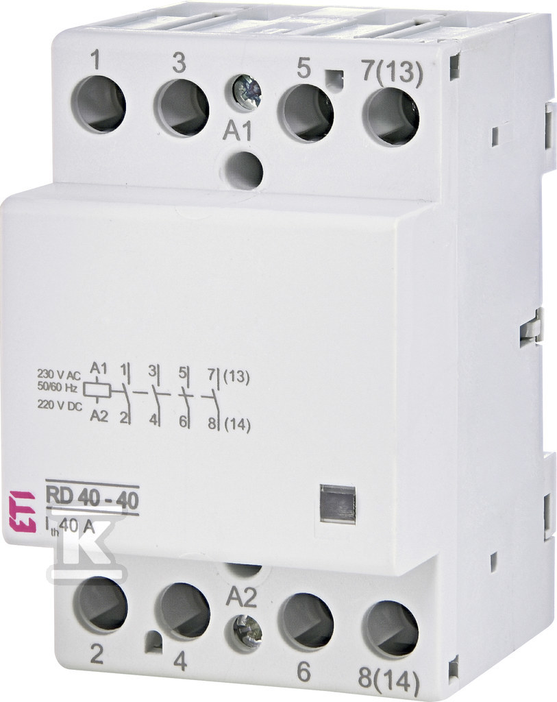 Stycznik modułowy 40A 4 styki zwierne (3 mod. 4 bieg.) RD 40-40-230V AC/DC 002464018 - obrazek 1