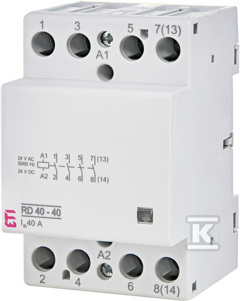 Stycznik modułowy 40A 4 styki zwierne (3 mod. 4 bieg.) RD 40-40-24V AC/DC 002464019 - obrazek 1