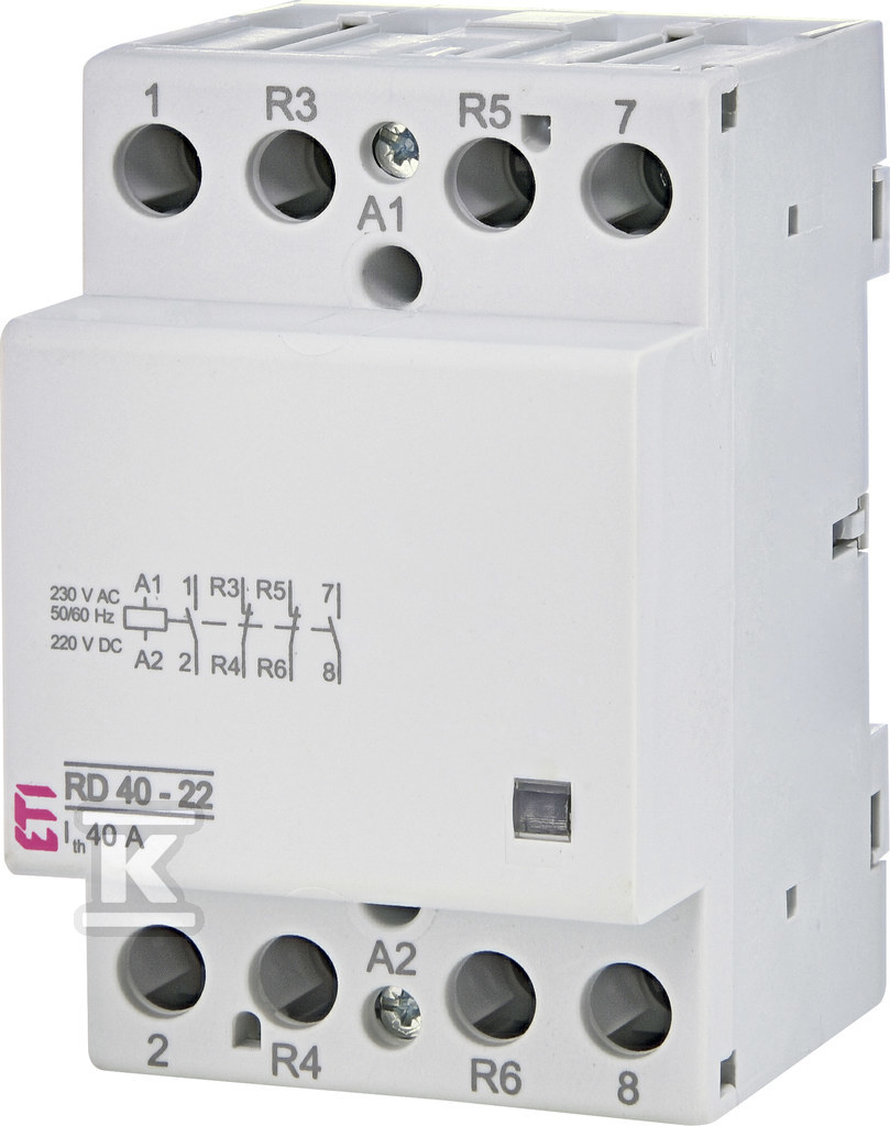 Stycznik modułowy 40A 2 styki zwierne i 2 rozwierne (3 mod. 4 bieg.) RD 40-22-230V AC/DC 002464022 - obrazek 1