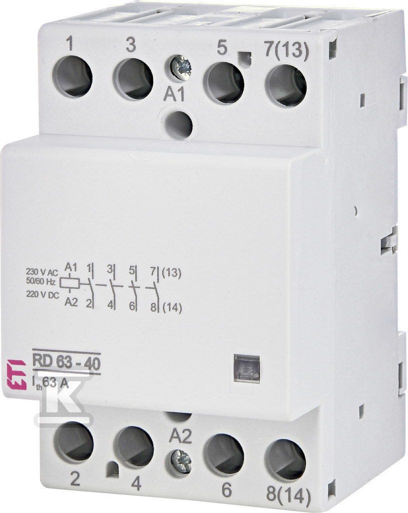 Stycznik modułowy 63A 4 styki zwierne (3 mod. 4 bieg.) RD 63-40-230V AC/DC 002464026 - obrazek 1