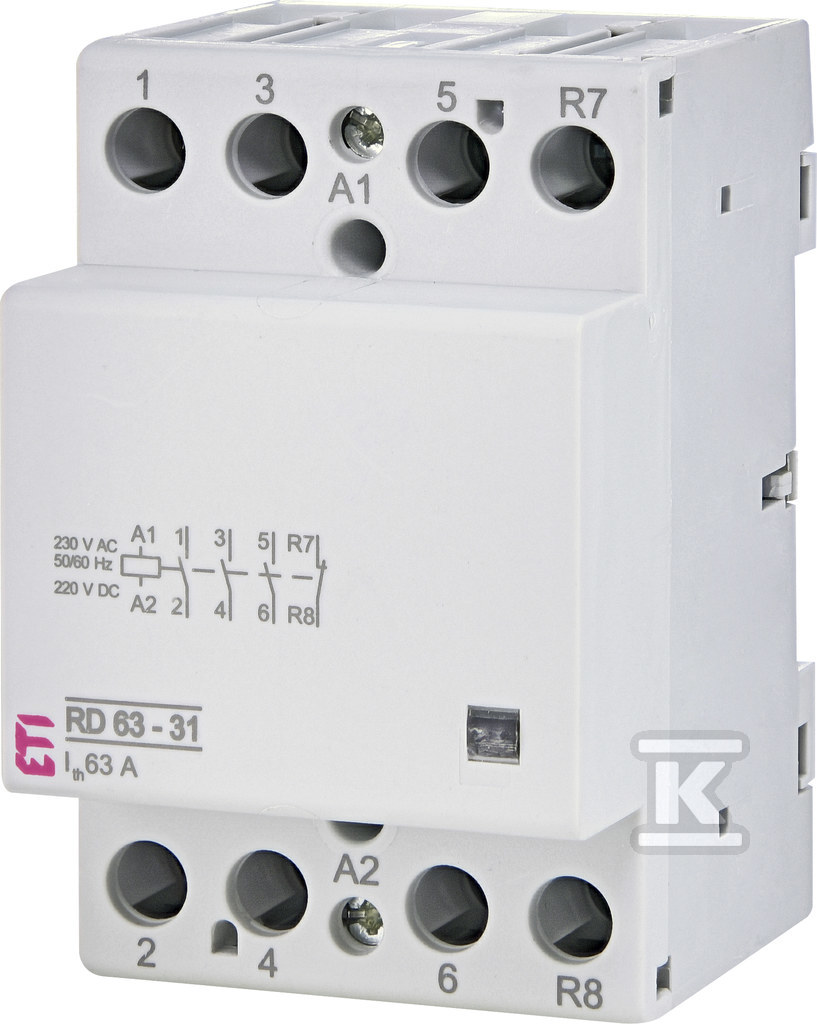Stycznik modułowy 63A 3 styki zwierne i 1 rozwierny (3 mod. 4 bieg.) RD 63-31-230V AC/DC 002464028 - obrazek 1