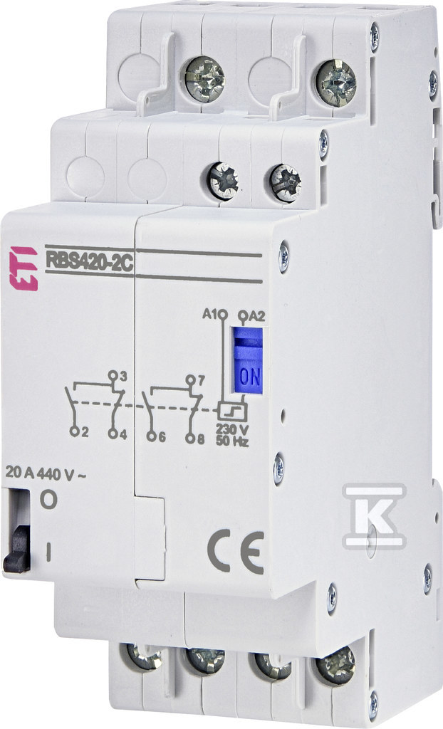 Stycznik bistabilny 20A 4-biegunowy(2-przełączne), 2-modułowy RBS420-2C-230V AC 002464139