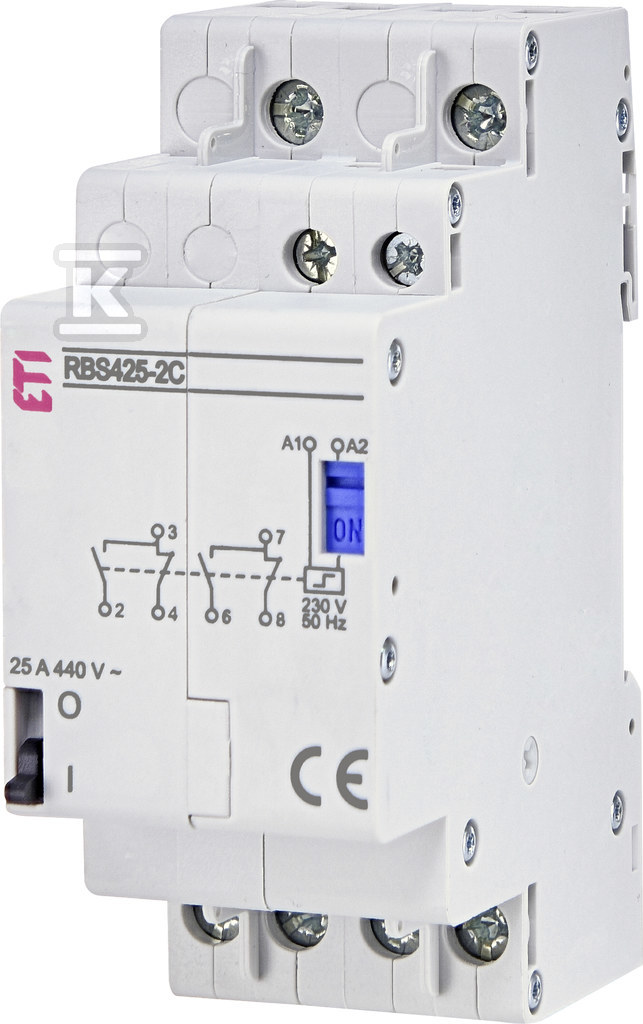 Stycznik bistabilny 25A 4-biegunowy(2-przełączne), 2-modułowy RBS425-2C-230V AC 002464140