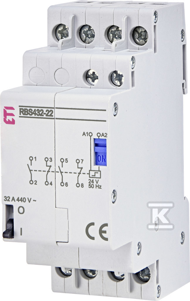 Stycznik bistabilny 25A 4-biegunowy(2-zwierne,2-rozwierne), 2-modułowy RBS432-22-24V AC 002464156