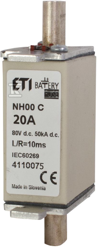 Wkładka bezpiecznikowa - NH000 gBat 20A/80V DC - do ochrony akumulatorów, magazynów energii / DC 004110075 - obrazek 1