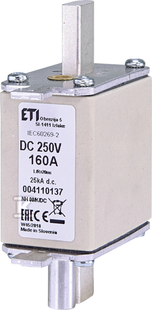 Wkładka bezpiecznikowa - NH00/K 100A/250V DC - DC / z wybijakiem 004110136 - obrazek 1