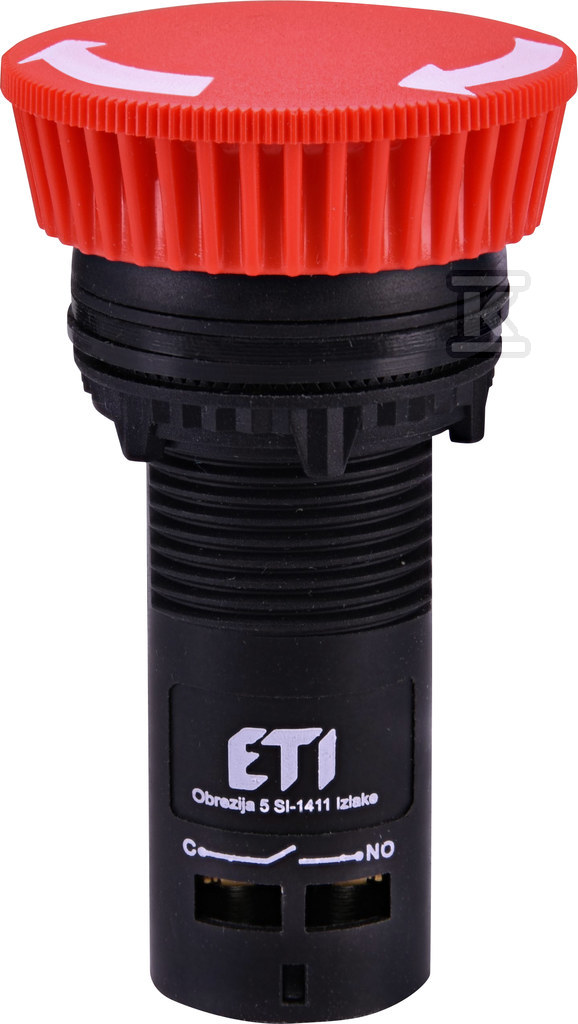 Przycisk kompaktowy z guzikiem-grzybek, odryglowywany przez obrót, 1NO, czerwony ECM-T10-R 004771482 - obrazek 1