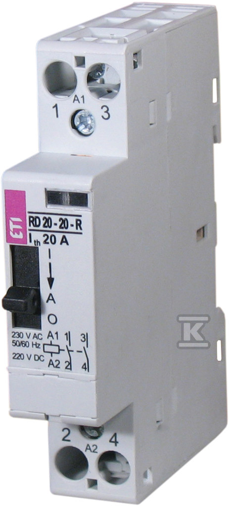 Stycznik modułowy ze sterowaniem ręcznym 20A 1 styk rozwierny (1 mod. 1 bieg.) R 20-01-R-24V AC 002464037 - obrazek 1