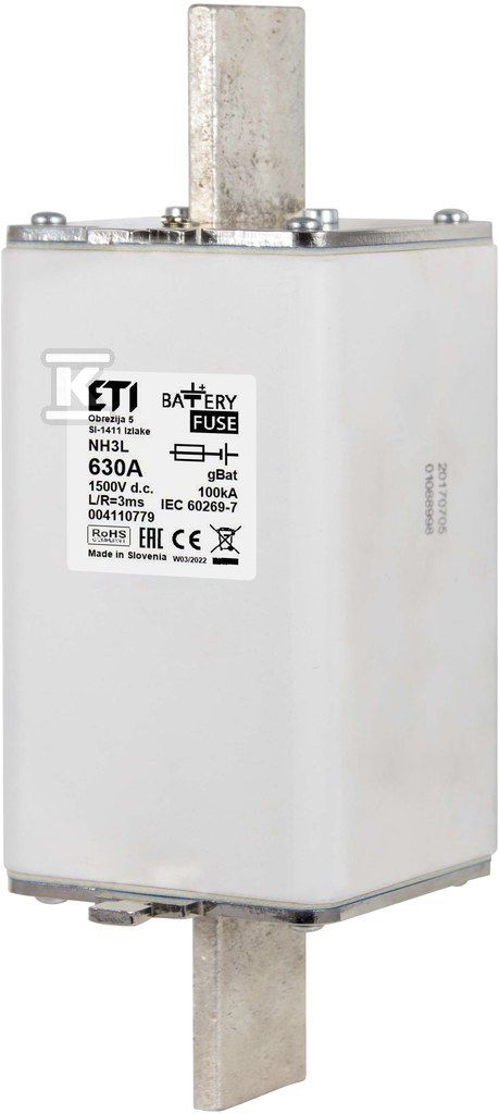 Wkładka bezpiecznikowa - NH3L gBat 400A/1500V DC - do ochrony akumulatorów, magazynów energii / DC 004110679 - obrazek 1