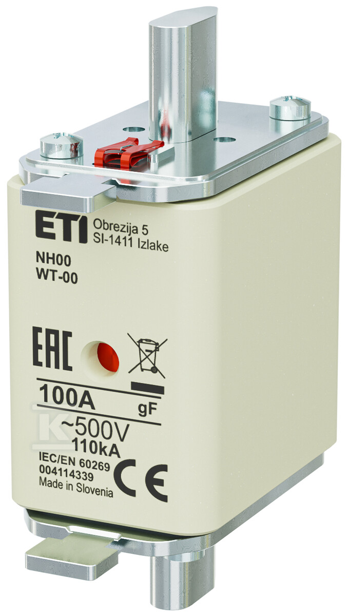 Wkładka bezpiecznikowa - NH00/WT-00 gF 100A/500V - szybka 004114339 - obrazek 1