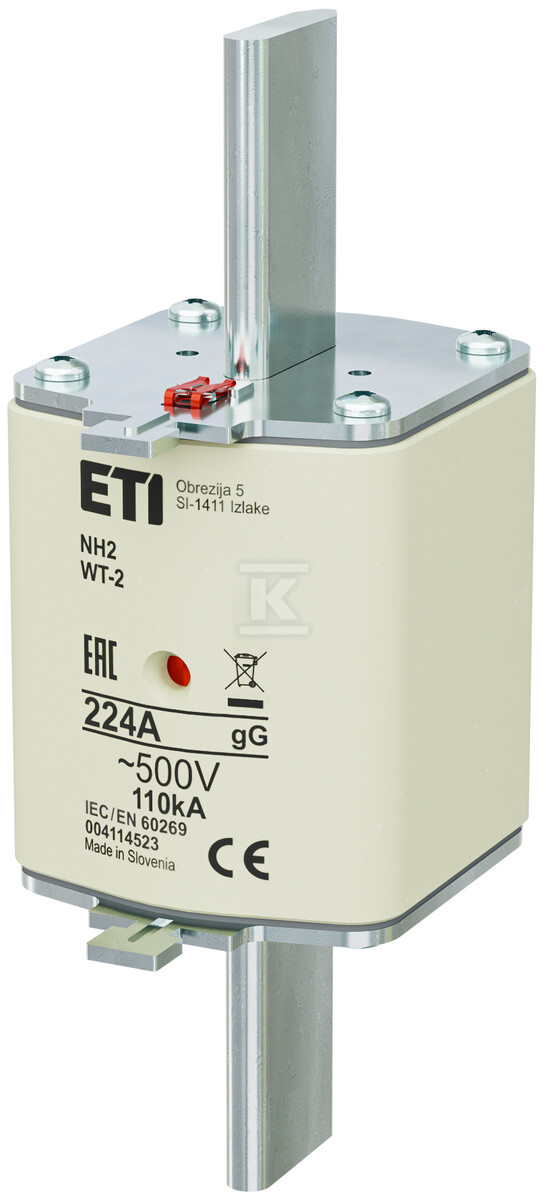 Wkładka bezpiecznikowa - NH2 gG 224A/500V G - zwłoczna / pokrywy stalowe 004114523 - obrazek 1