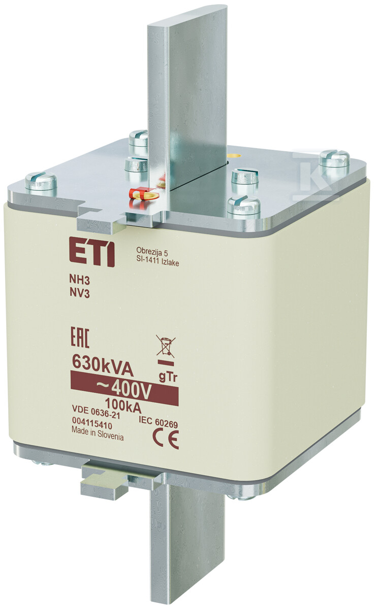 Wkładka bezpiecznikowa - NH3 gTr 909A/400V/630kVA - transformatorowa 004115410 - obrazek 1