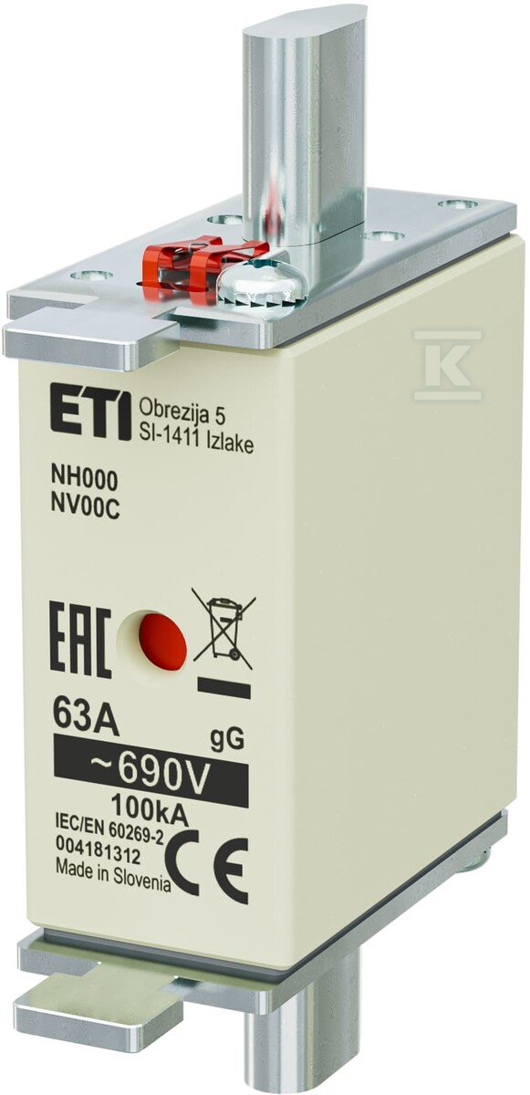 Wkładka topikowa zwłoczna / KOMBI NH000 gG 63A/690V 004181312 - obrazek 1