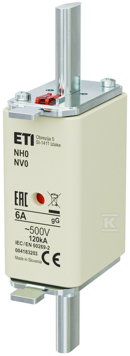 Wkładka bezpiecznikowa – NH0 gG 6A/500V – zwłoczna 004183203