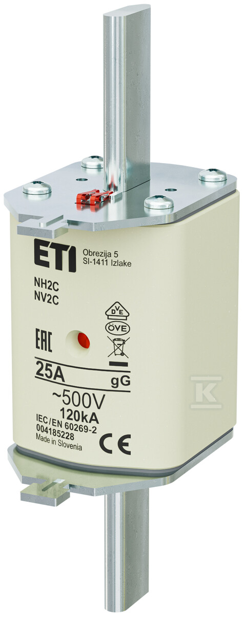 Wkładka bezpiecznikowa - NH2C gG 25A/500V - zwłoczna 004185228 - obrazek 1