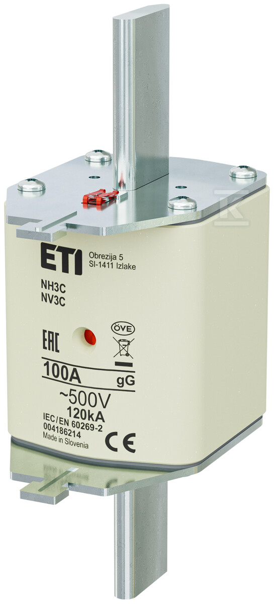 Wkładka bezpiecznikowa - NH3C gG 100A/500V - zwłoczna 004186214 - obrazek 1